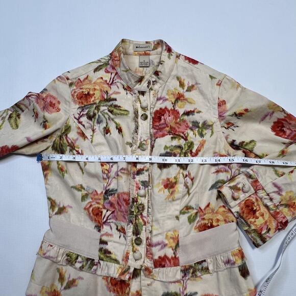 Elevenses Jacket Womens 0 Floral Print Button Front Peplum Hip Anthropologie - Picture 8 of 9
